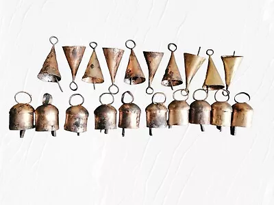 Handmade Shabby Chic Rustic Iron Tin Metal Cow Bells Chimes Vintage Lot 20 Pcs • $18.50