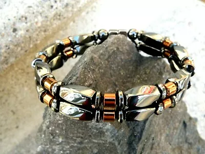 $40.49 • Buy Hematite Magnetic Black N Copper Bracelet Anklet 2 Row Rated STRONG