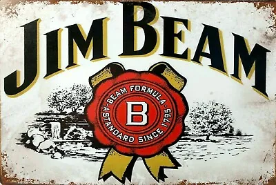 $13 • Buy Jim Beam Rustic White Label Bar Brand New Tin Metal Sign MAN CAVE Free Post