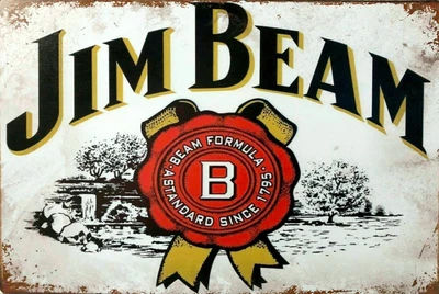 $13 • Buy Jim Beam Rustic White Label Bar Brand New Tin Metal Sign MAN CAVE Free Post