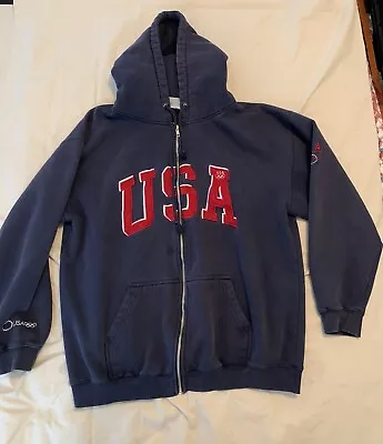Team USA Olympic Hoodie Full Zip Men's Large Dark Blue Embroidered • $14.95