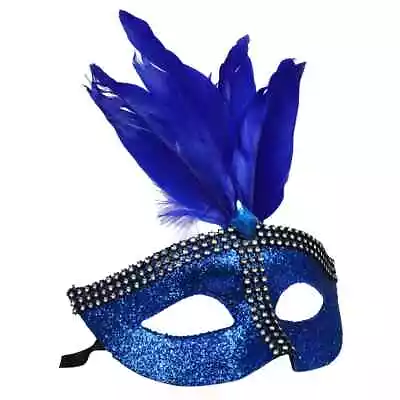 Mardi Gras Mask Feather Lace Venetian Mardi Gras Masks For Women BLUE • $14.99