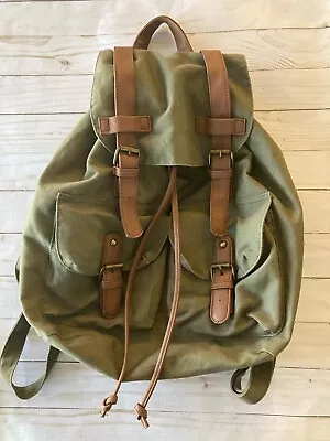 Mossimo Supply Co Backpack Womens Olive Green Canvas Outer Pockets Snap Closures • $18