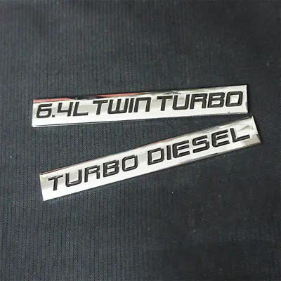 $14.99 • Buy 1PC TURBO DIESEL + 1PC 6.4L TWIN TURBO Black Metal Sticker Badge Emblem Decal V8