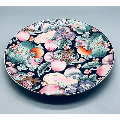 Mud Figure Collector Plate Handmade Hand Painted Fruit Multi Color 12.5  READ • $49