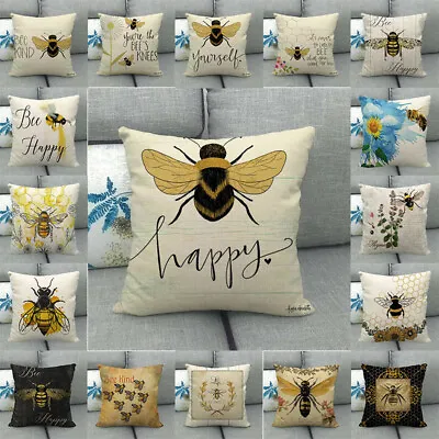 Lovely Honeybee Home Decorative Linen Pillow Case Throw Cushion Covers Honey • £4.78