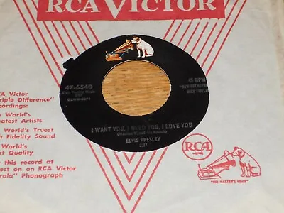 45rpm.  Elvis Presley.  My Baby Left Me /  I Want You Need You Love You.  Vg+. • $8