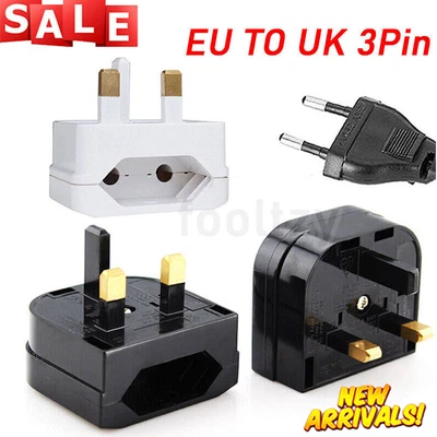 £3.18 • Buy European EU 2 Pin To UK 3 Pin Power Plug Adaptor Converter Euro Travel Adapter