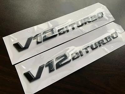 Gloss Black V12 Biturbo Side Badge Fits Mercedes Benz C63 E63 S63 Ml63 Amg G63 • £11.95