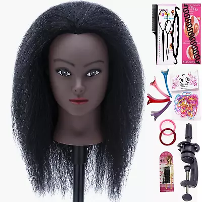 African Mannequin Head With 16Inch 100% Human Hair Afro Heads Professional Styli • $38.26