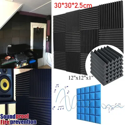 £5.49 • Buy 50PCS Black Acoustic Wall Panels Studio Sound Proofing Foam Pads