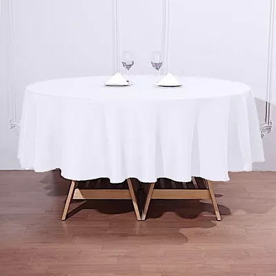 90 Inches White Polyester Round Tablecloth Decoration Supplies Wedding Linens • $15.56