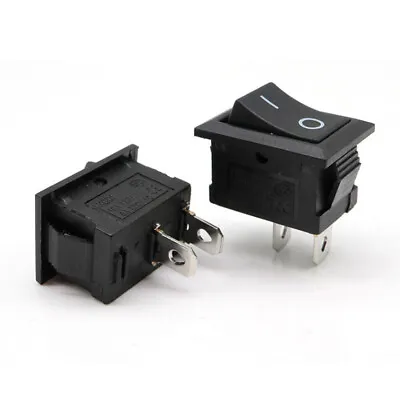 2PCS SPST ON/OFF Switch Mini Black 2 Pin Rocker Switch DC 125/250V 6/10A 15x21mm • $2.79