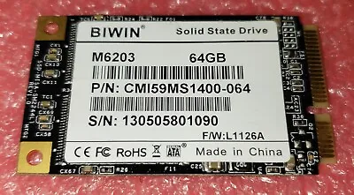  BIWIN 64GB SATA SSD C6203 CMI59MS1400-064 Smart Series • $29.99