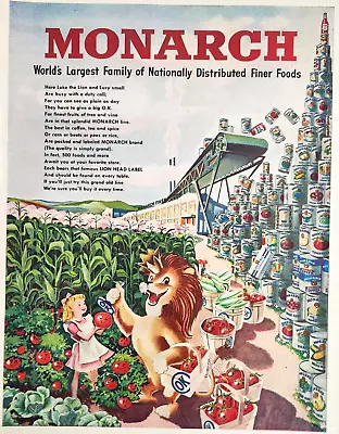 Luke Lucy Monarch Tomatoes Foods Vintage Ad Cartoon Animals Mascot Lion • $11.33