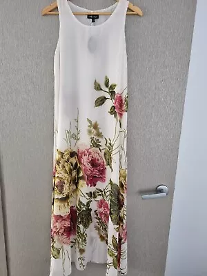 NEW Caroline Morgan Floral Maxi  Dress Size 10 White Burgundy Green • $25.99