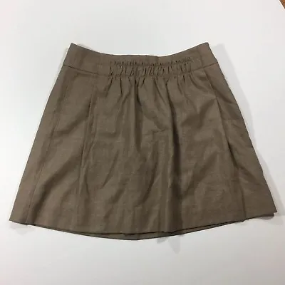 J.CREW Size 2 Brown Wool Skirt Lined Camel Pull-on City Mini Pleated Gathered • $11.99