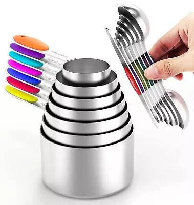 TILUCK Measuring Cups And Magnetic Measuring Spoons Set Stainless Steel Meas... • $47.51