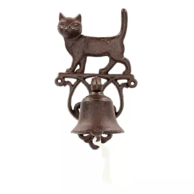 Cast Iron Dark Brown Cat Design Doorbell Door Bell Chime Knocker Garden Ornament • £19.99