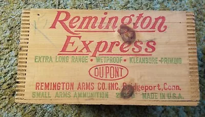 REMINGTON EXPRESS Ammo Box Wood Crate 20 Gauge Shot Shells Vintage • $39.99