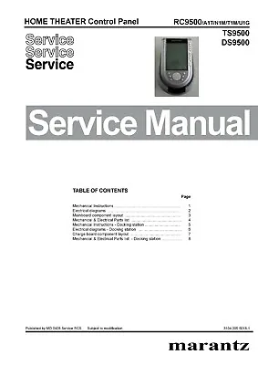 Service Manual Instructions For Marantz DS 9500 • $11.92