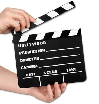 New Movie Film TV Slate Clapper Board Dry Erase Clapboard Wood Cut Action Scene • $19.99