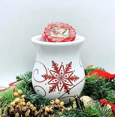 Yankee Candle Wax Melt Burner - Snowflake Ceramic Tart Warmer + FREE Wax Melt! • £11.95