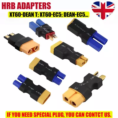 2pcs Amass Adapter XT60 To XT90 EC5 TRX Deans Connectors For RC Lipo Battery UK • £3.99