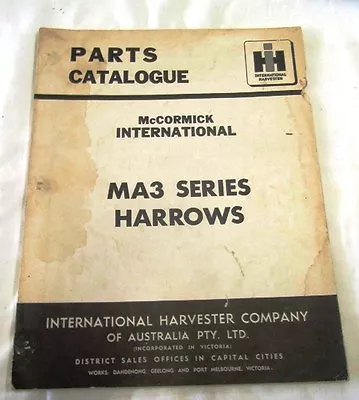 MCCORMICK INTERNATIONAL MA3 SERIES HARROWS  Parts Catalogue • $39.99