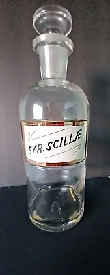 Vtg  Apothecary Pharmacy Label Under Glass  Bottle  LUG   Syr. Scillae 10   NICE • $65