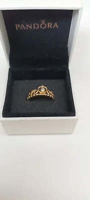 Pandora Gold Tiara Ring Size 54 Or UK Size M Boxed • £14.99
