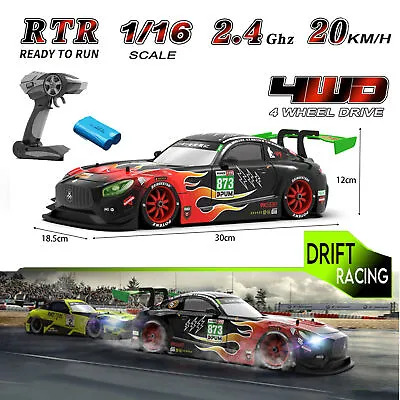 1/16 RC Drift Car Remote Control Race Car Car 2.4GHz 4WD Kids Gift Toysu L4E6 • £36.95