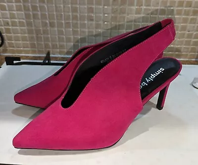 Simply Be Slingback Stilleto Pink Court Shoe Size UK9 Extra Wide  • £14.99
