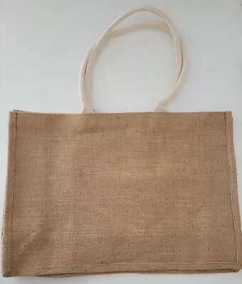 Jute Shopper Tote XL Bag Padded Handles 46cm X 33cm Plain Unbranded • £4