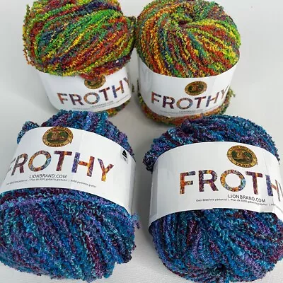 LB Lion Brand Yarn Frothy New With Label Floss 202 & Fresh 205 Blue Red • £12.95