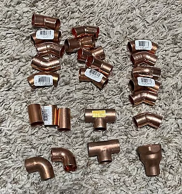 Lot Of 24 NEW 1/2” Copper Sweat Fittings Plumbing Fitting Nibco Mueller  .5 Inch • $29