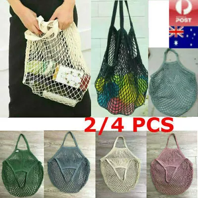 2/4 PCS Mesh Net Turtle Shopping Bags Reusable String Grocery Bag Fruit Tote • $14.95