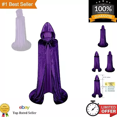 Purple Velvet Hooded Robe Cloak - Full Length Cosplay Costume - Unisex Adult • $31.22