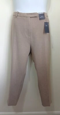M&S Beige Smart Cropped Trousers 20 Work Office Slim Leg Marl Ankle Grazer  New • £8