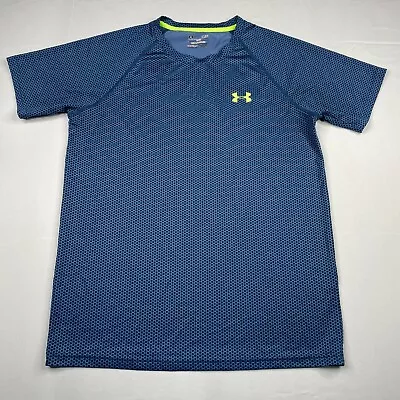 Under Armour T Shirt Mens Small Dots Blue Short Sleeve Tee Polyester Active • $9.59