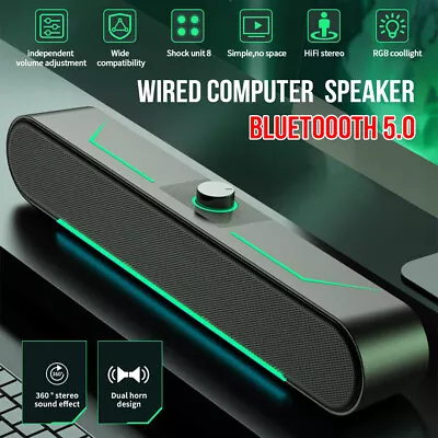 Computer Speakers Wired Bluetooth Speaker PC Soundbar Stereo For Laptop Tablet • $26.75