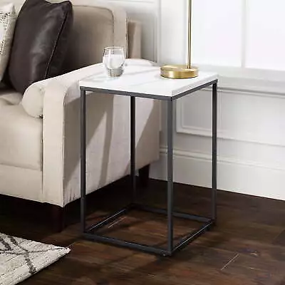 Manor Park Urban Industrial Wood And Metal End Table White Faux Marble • $36.35