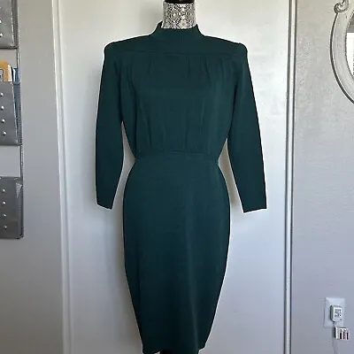 Vintage St John By Marie Gray Dress Green Size 6 EUC • $39