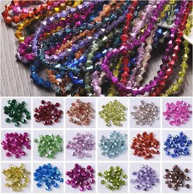 Wholesale 3mm/4mm/6mm Plated Bicone Faceted Crystal Glass Loose Spacer Beads Lot • $2.18