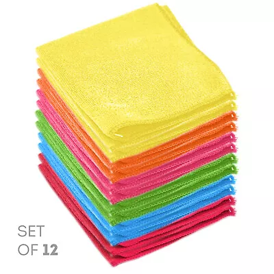 Microfiber Cleaning Cloths 12 Pack Car & Home Towels Rags No Scratch -12  X 12  • $15.99