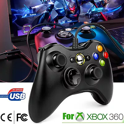 New Black Wired Controller For Xbox 360 / Slim Console USB Windows / PC AU STOCK • $21.49