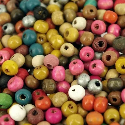Wooden Seed Beads 6 X 5mm (30g) Craft Children's Beads  Mixed Colours W227 • £2.50