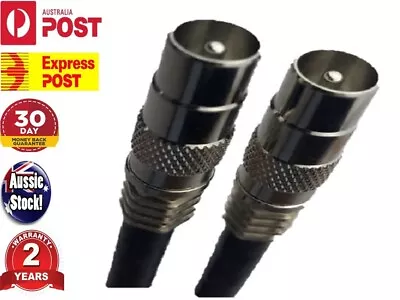$7.95 • Buy TV Antenna Cable PAL Male To Male Aerial Flylead Coax RG6 Quad Shield Black