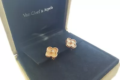 Van Cleef & Arpels VCA Vintage Alhambra Earrings 18k Yellow Gold Original Box • $4911.23
