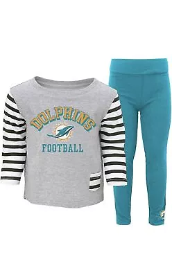 Miami Dolphins Infant Baby Little Big Girl Long Sleeve Tee & Pants Set • $5.98